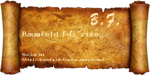 Baumfeld Füzike névjegykártya